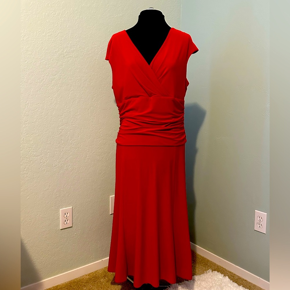 Chaps Ralph Lauren Midi Dress XL | Ruched Waist | Holiday Party/Travel Ready - Picture 2 of 4